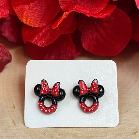 Mickey Mouse Enamel Stud Donut Earrings - Picture 5 of 8